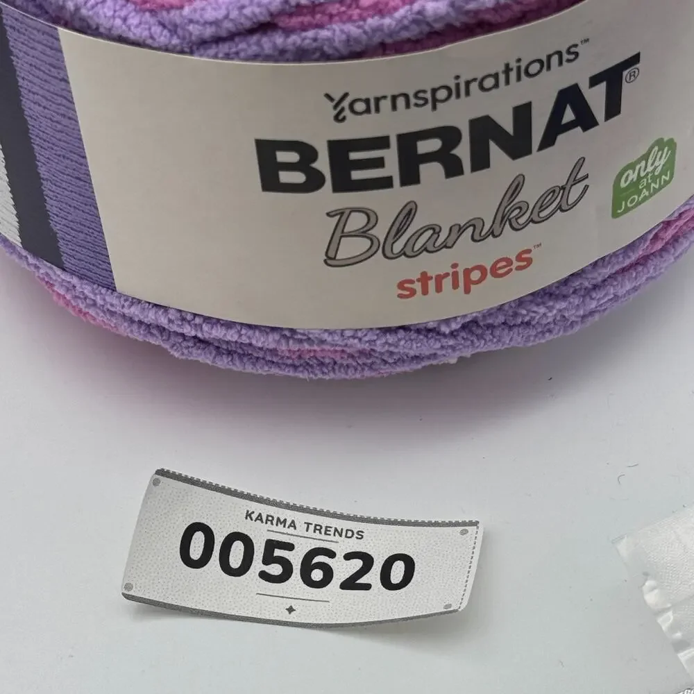 Bernat Baby Blanket Stripes Yarn Lot of 5 x 10.5 oz Joann Exclusive Little Lilac